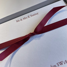 bespoke stationery correspondence cards in burgundy