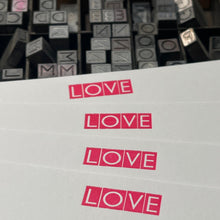 LOVE Notecards letterpressed in Neon Pink ink