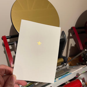 Gold Star Greetings Card Thank you Hello
