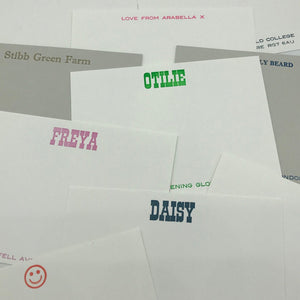 Various bespoke names and addresses and ink colours for correspondence cards