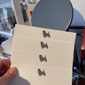 Norfolk Terrier dog printed in Smokey Grey on pristine White card 